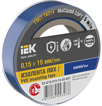 Изолента 0,15х15мм синяя 5м IEK Изолента 0,15х15мм синяя 5м IEK