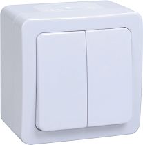 Выключатель двухклавишный ОП Гермес Plus 10А IP54 ВС20-2-0-ГПБ белый IEK Выключатель двухклавишный ОП Гермес Plus 10А IP54 ВС20-2-0-ГПБ белый IEK
