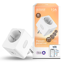 Сетевой переходник (Умная розетка) Gauss Smart Home 2300Вт 207-253V 10А IP20 c заземлением Сетевой переходник (Умная розетка) Gauss Smart Home 2300Вт 207-253V 10А IP20 c заземлением