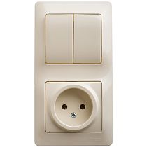 Glossa Бежевый Блок: Розетка и 2клавишный Выключатель Systeme Electric (Schneider Electric) Glossa Бежевый Блок: Розетка и 2клавишный Выключатель Systeme Electric (Schneider Electric)