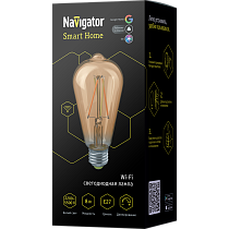 Лампа Navigator 80 555 NLL-F-ST64-8-230-WWW-E27-GD-WIFI Лампа Navigator 80 555 NLL-F-ST64-8-230-WWW-E27-GD-WIFI