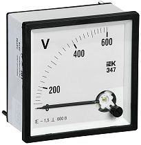 Вольтметр Э47 96х96мм 600В класс точности 1.5 IEK Вольтметр Э47 96х96мм 600В класс точности 1.5 IEK