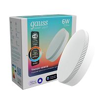Лампа Gauss Smart Light 6W 530lm 2700-6500К GX53 изм.цвет.темп.+диммирование LED 1/10/100 Лампа Gauss Smart Light 6W 530lm 2700-6500К GX53 изм.цвет.темп.+диммирование LED 1/10/100