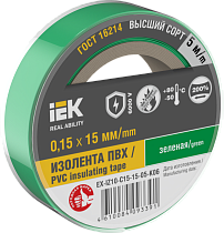 Изолента 0,15х15мм зеленая 5м IEK Изолента 0,15х15мм зеленая 5м IEK