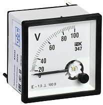 Вольтметр Э47 96х96мм 100В класс точности 1.5 IEK Вольтметр Э47 96х96мм 100В класс точности 1.5 IEK