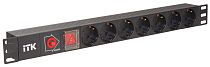 ITK PDU 7 розеток немецкий стандарт с LED выключателем 1U, без шнура, вх. С14 IEK ITK PDU 7 розеток немецкий стандарт с LED выключателем 1U, без шнура, вх. С14 IEK